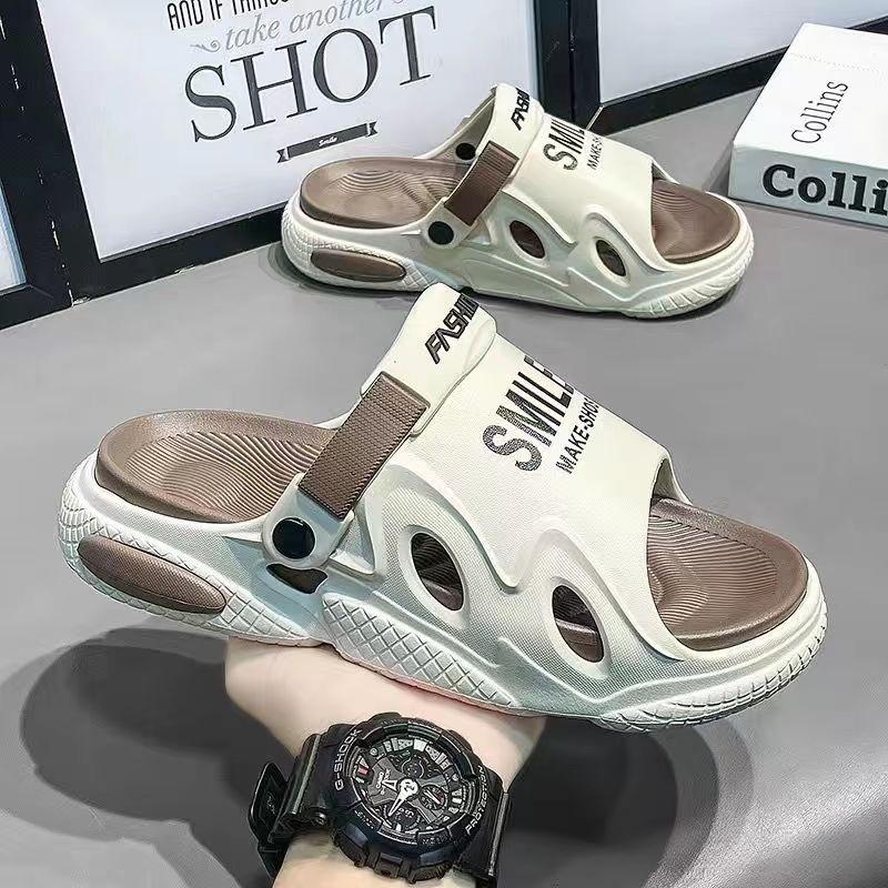 

2025 Summer New Men s Thick Sole Trendy Slides Lightweight Breathable Versatile Casual Sandals for Indoor/Outdoor & Couple Wear 40-41 помаранчевий