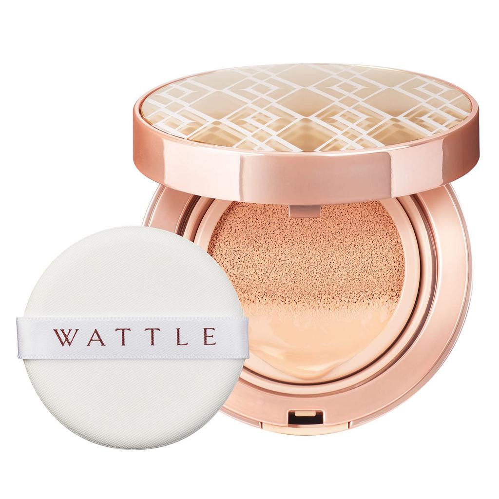 WATTLE Cushion Foundation, 13g Compact + Refill Set (Approximately 1 Month's Supply), Hoconico (Natural Beige)