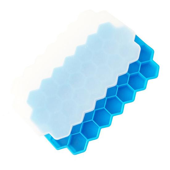 37 Cavity Honeycomb Ice Tray BPA-Free Slow-Melt Reusable Small Ice Mold with Lid Easy Release Silicone Ice Cube Maker for Freezer