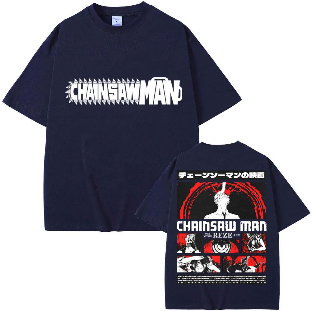 90s Japanese Anime Chainsaw Man Graphic T Shirt Men Women Fashion Vintage Cartoon Tshirt Oversized Cotton Summer T-shirts