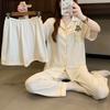 Goofy Dog Pajamas Women's Summer New Imitation Cotton Jacquard Short-sleeved Thin Can Be Worn Outside Loungewear Three-piece Set