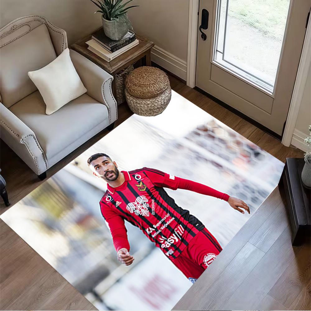 Football Player Kit Celebrating Carpet Suitable for Study Room Dormitory Decorate Room Game Room Anti-slip Rug Anime Office Decor Best for Christmas