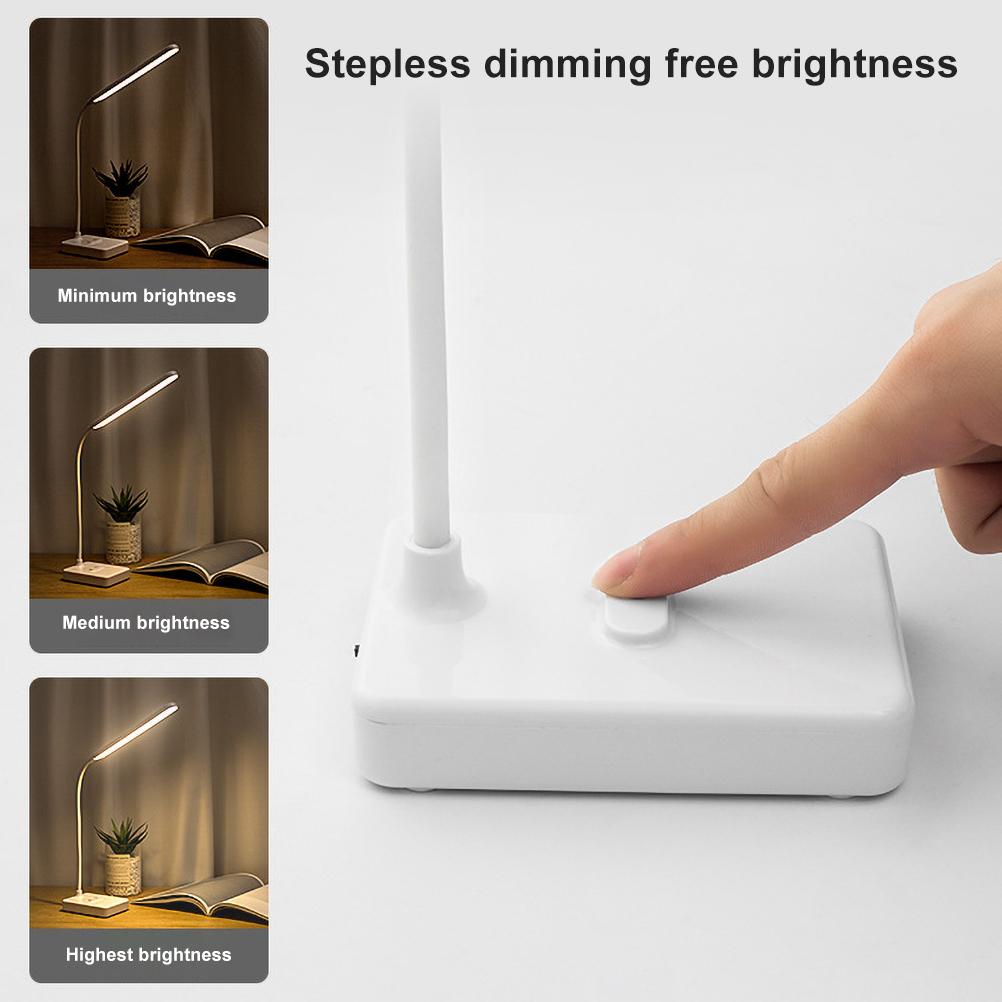 Eye Protection LED Desk Lamp USB Charging Bedside Table Desk Lamp with Mobile Phone Holder Three Color Switchable Eye