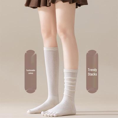 2025 Women's Breathable Antibacterial Five-Toe Calf Socks: Fashionable, Solid Color, Sweat-Absorbing