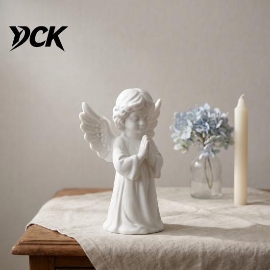 3D Printed PLA Art Praying Angel Figurine, White Statue, DIY Paintable Holy Figurine Cherub Sculpture, Christmas Tabletop Home Office Decor, Religious