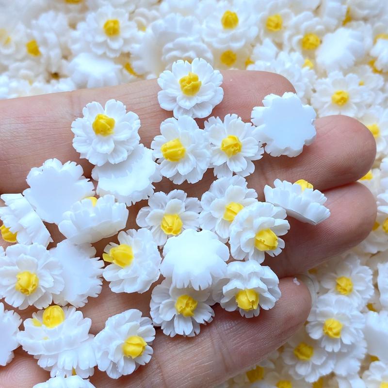 60Pcs New 12mm Cute Mini Flower Flat Back Resin Cabochons Scrapbooking DIY Jewelry Craft Decoration Accessorie