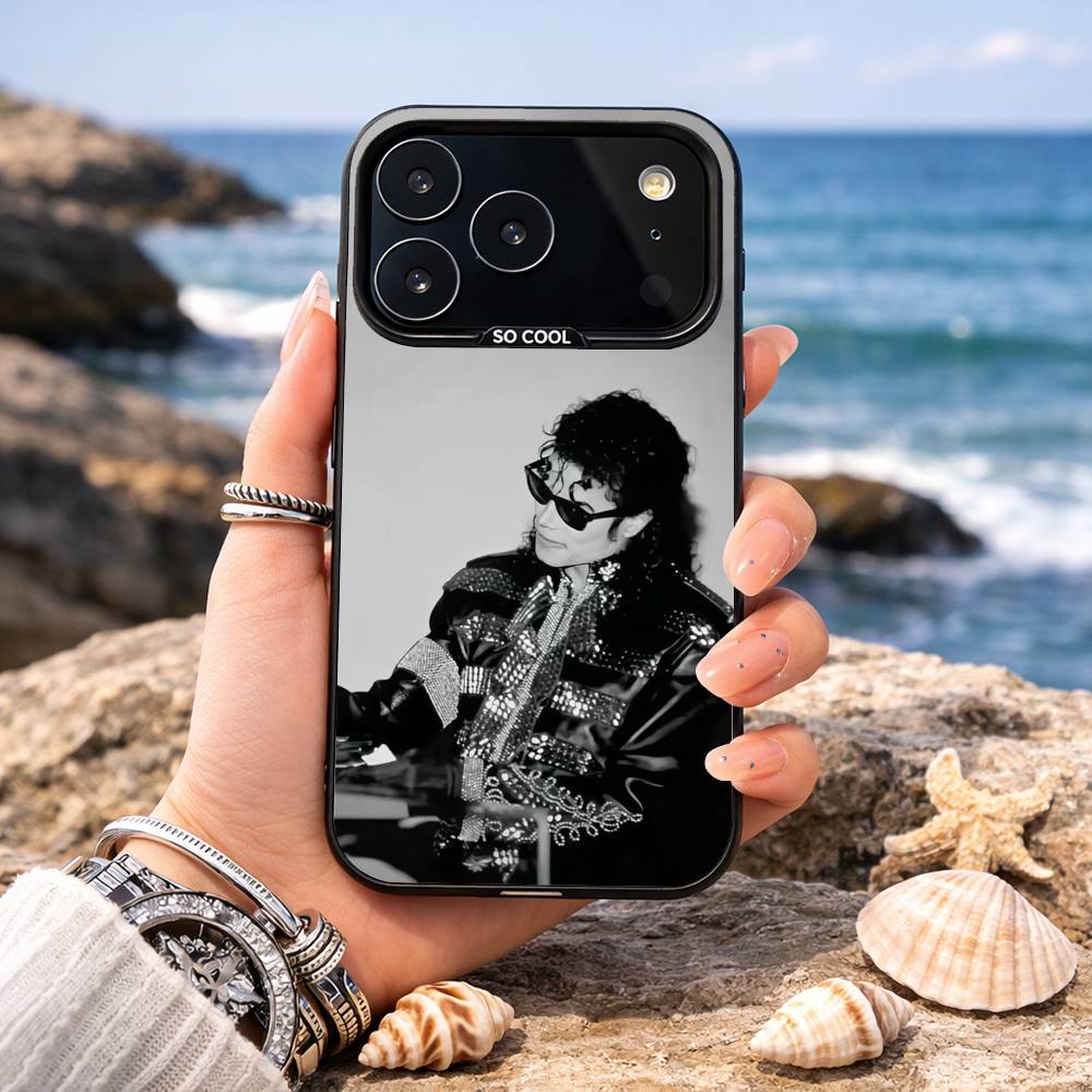Funda de Teléfono de Michael Jackson Para iPhone17,16,15,14,13,12,11,Pro,MAX Blanca Mate Resistente a Golpes