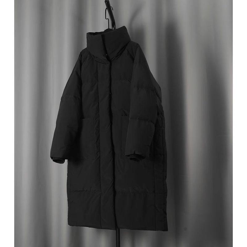 

Женская зимняя куртка 2023 года в корейском стиле средней длины выше колена из хлопка свободного кроя (Утолщенный) XL recommended for 140-160 jin чёрный