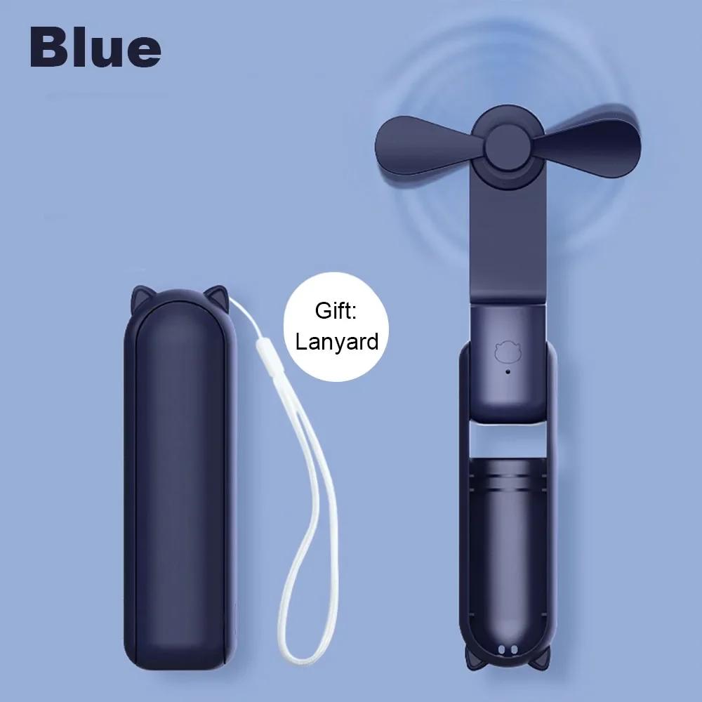 Portable Mini Handheld Fan Small Pocket Fan USB Rechargeable Battery Fan Folding Cooling Hand Fan Mini USB Fan with Power Bank
