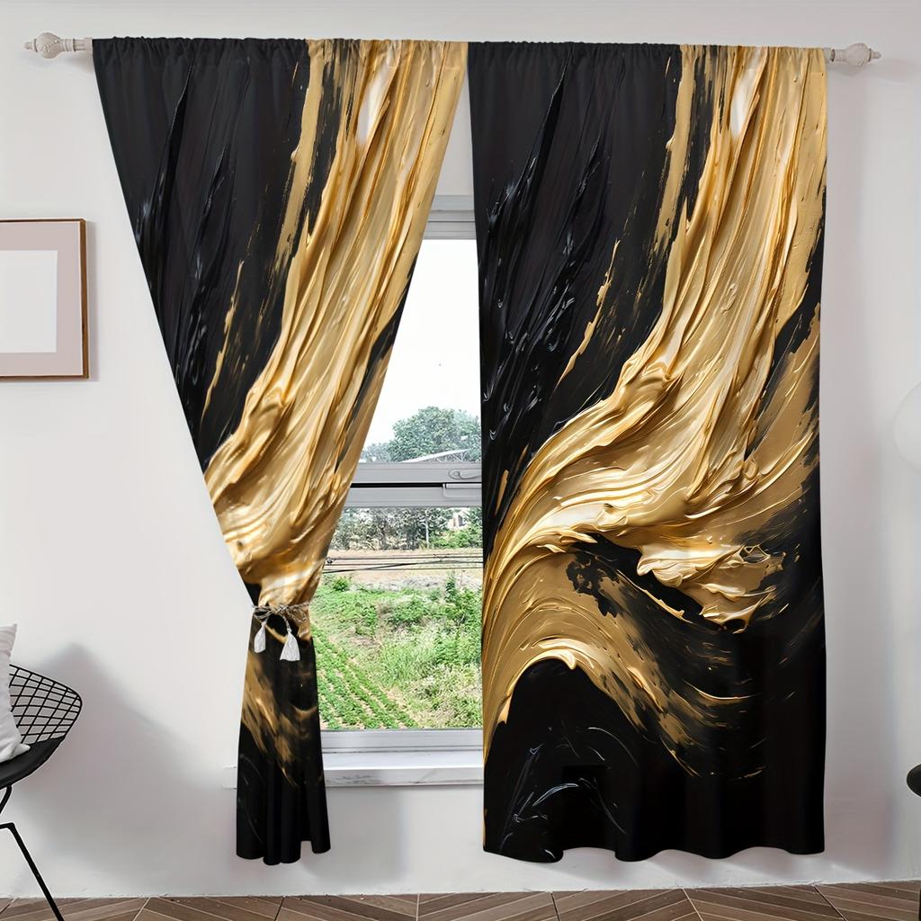 2-teiliges Set Elegante Marmoroptik Frau Digitaldruck Vorhänge Stangentasche für Wohnzimmer Schlafzimmer Fenster Klassische Heimdekoration