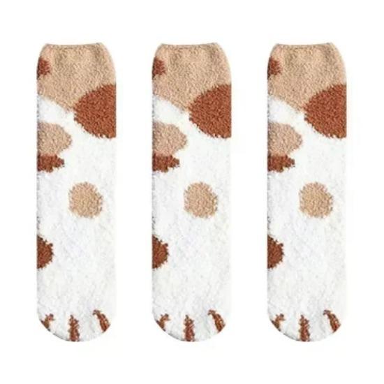 3 Pairs Womens Cats Paw Stripe 3d Socks Kawaii Fun Thick Girls Cartoon Animal Fingers Sock Hosiery Toe Zebra/Tiger/Cat Foot Sox