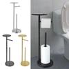 Free Standing Toilet Paper Holder Organization with Shelf Storage for Washroom Farmhouse Bathroom