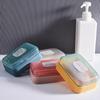 Bathroom Soap Dish with Transparent Lid Portable Travel Soap Box Household Clamshell Soap Box Soap Drain Container Holder