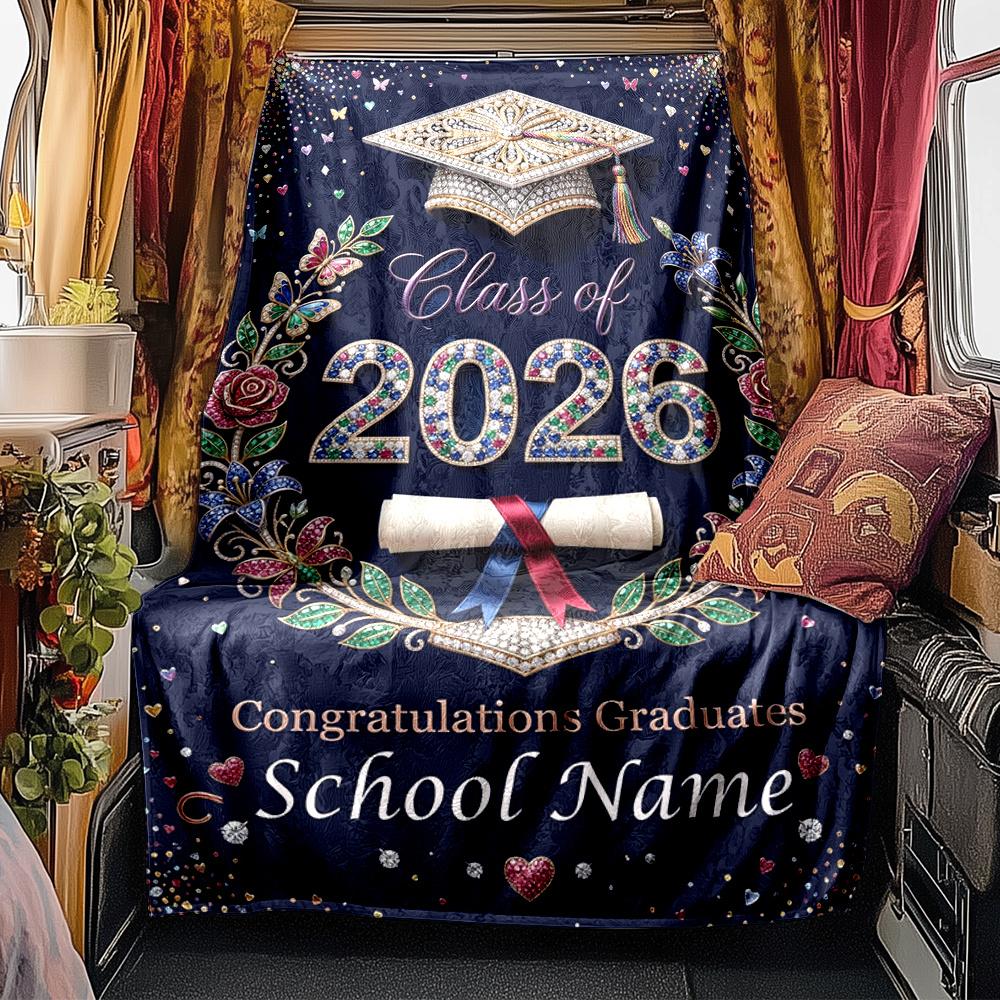 2026 Future Belongs You Graduation Celebration Blanket Personalized Name Soft Comfortable Stylish Blanket Car Blanket Perfect For Travel Camping