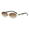 Vintage Retro Metal Personalized Oval Framedless Sunglasses Comfortable Outdoor Street Style UV400 Sunglasses Eyeglasses Lady Gentleman