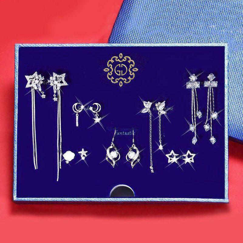 2025 Women's Sterling Silver Stud Earrings Set - Luxurious Gift Box for Wife or Girlfriend