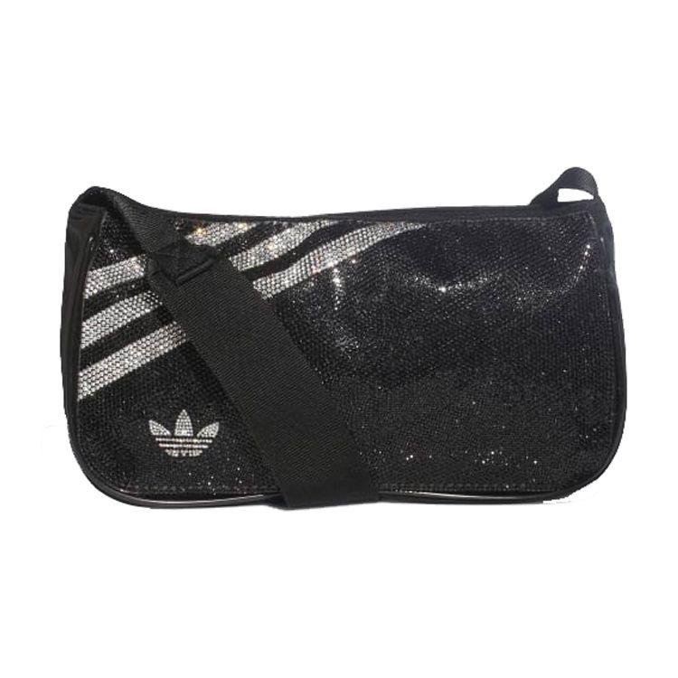 Adidas Originals Logo Rhinestone Crossbody Bag Mini Unisex bags Black H09133 Mini