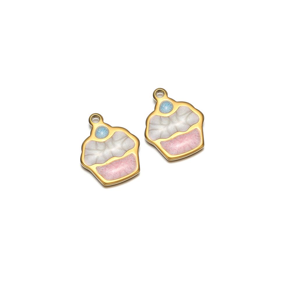 20pcs Stainless Steel 10mm Enamel Ice Cream Girls Bracelet Pendants Decoration Kids Summer Necklace Charms DIY Jewelry Making
