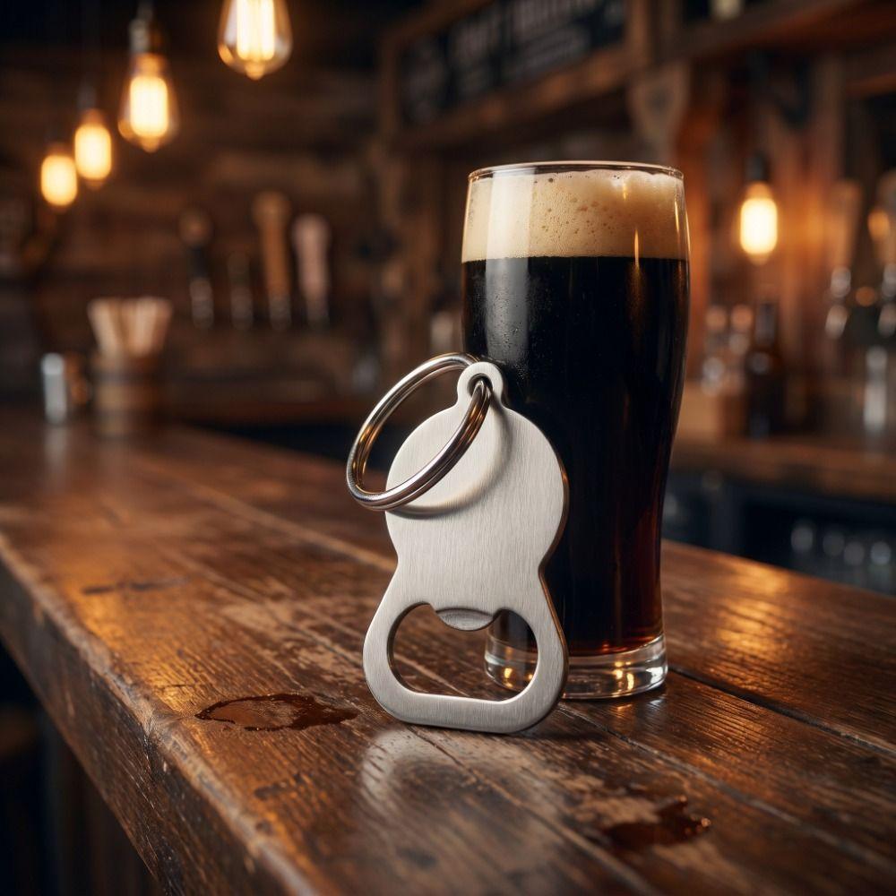 Stainless Steel Bottle Opener Keychain Simple Portable Bottle Opener Key Chain Pendant Restaurant
