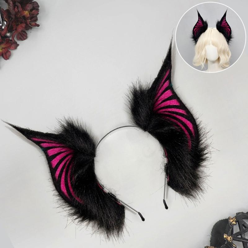 Gothic Bat Creature Ears Headpiece Cosplay Plush Hair Hoop Props For Role Play And Costume Event LARP
