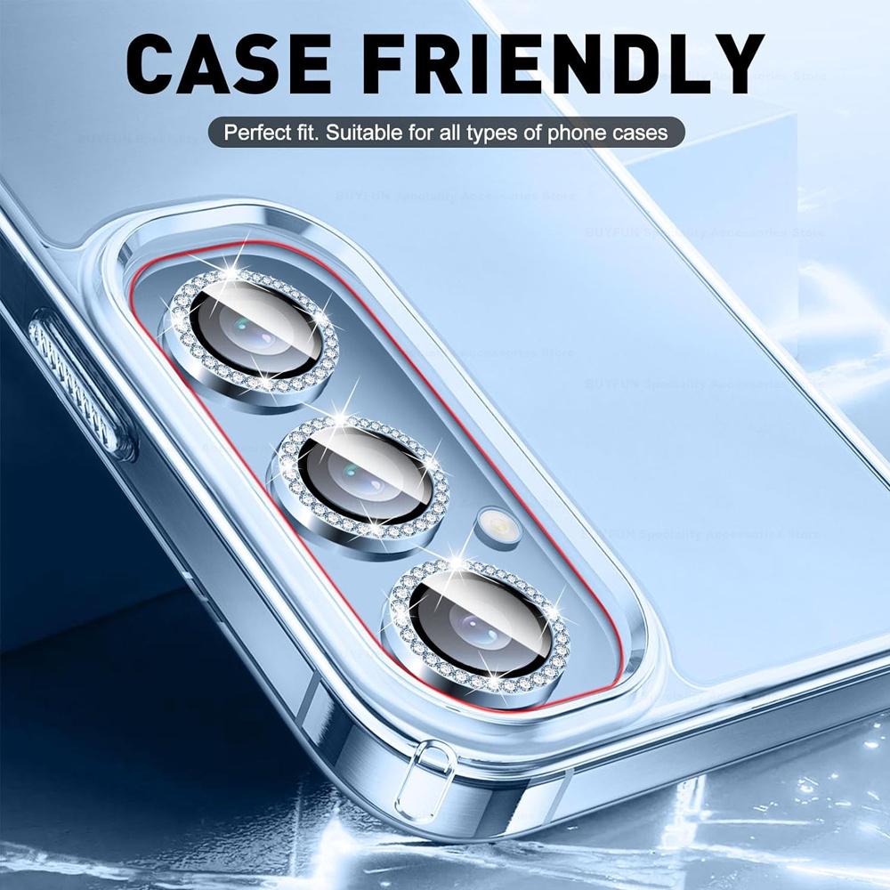 Für Samsung Galaxy A16 4G 5G Diamant Kameraobjektivschutz Glänzendes Hartglas Rückseitenobjektivabdeckung Aluminium Metallring Galaxy A06