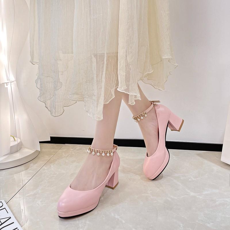 

Мода Новые 2025 Осень Женская Обувь Мэри Джейн Женские Туфли на Высоком Каблуке РОЗОВЫЕ Свадебные Туфли Толстый Каблук Лодочки Женская Обувь Размер 40 Круглый носок милые 40 розовый