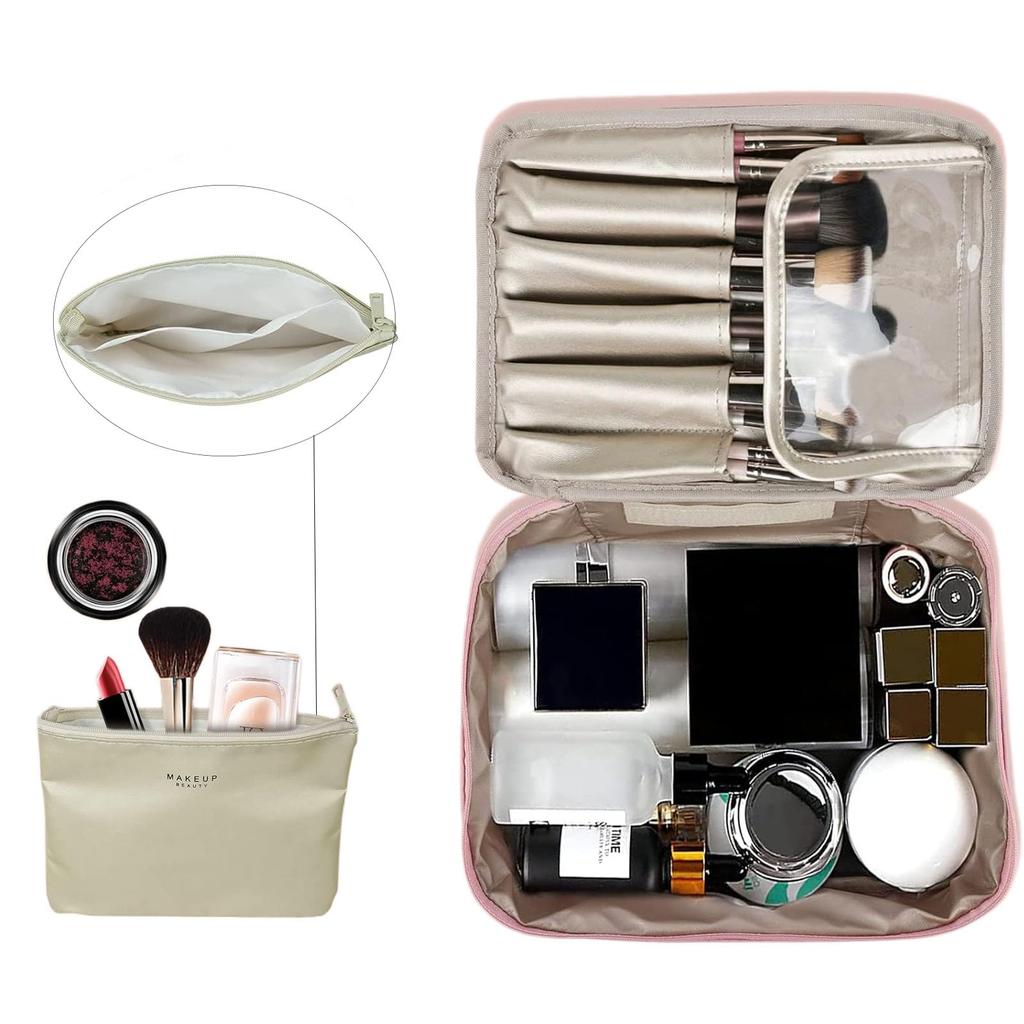Wellehomi Makeup Portable Travel Makeup Waterproof Cosmetic Portable Makeup Organizer with Small Item Storage for Women and Girls Pouch, Bag, Bag,