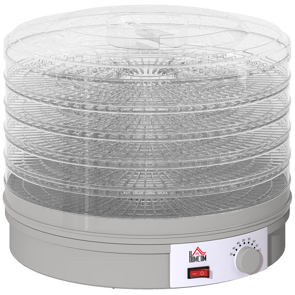5-tier Food Dehydrator, 245W Dehydrator with Adjustable Temperature Control, Grey