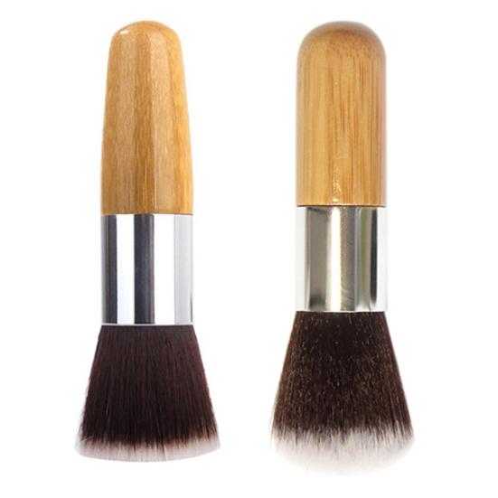 Round Flat Top Bamboo Handle Foundation Powder Brush Cosmetic Makeup Beauty Tool