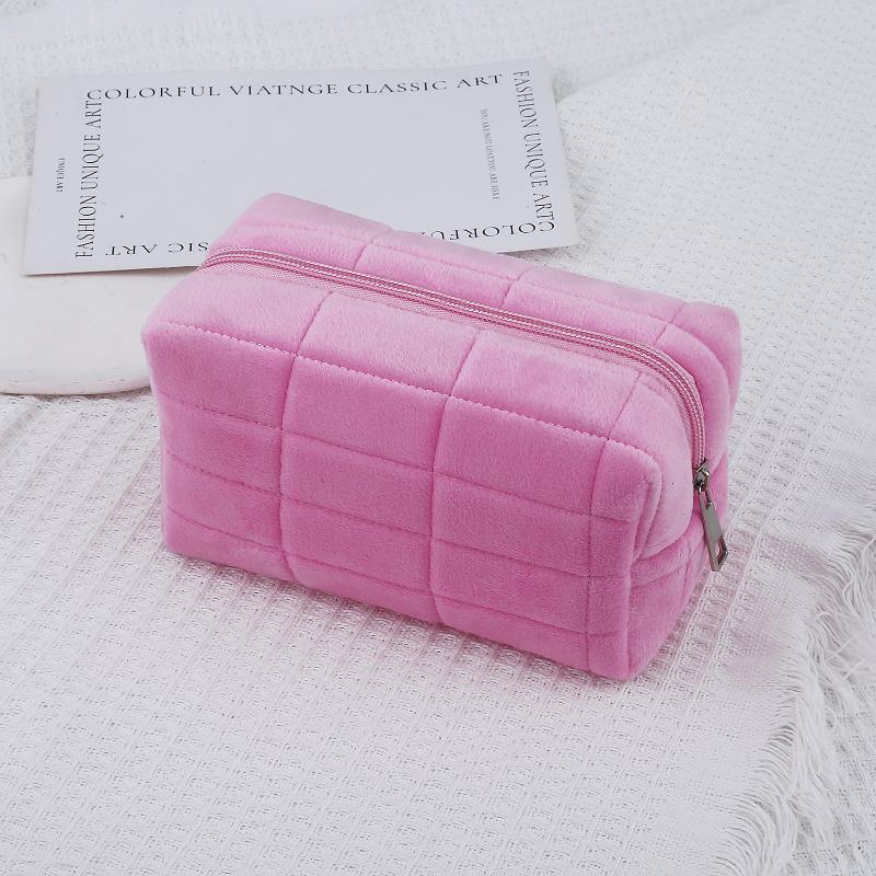 Plush Makeup Bag For Women Zipper Large Soft Cosmetic Bag Travel Make Up Toiletry Bag Washing Pouch Travel Organizer Bag