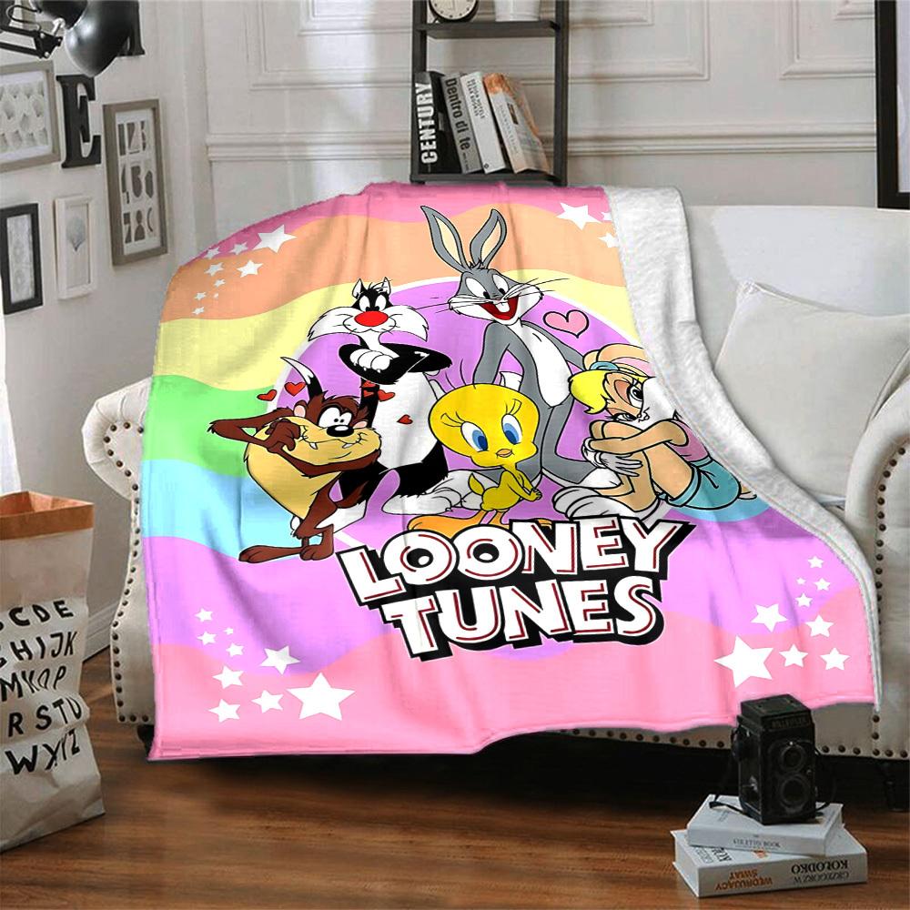 1pz Plaid in Flanella con Personaggi dei Cartoni Animati Looney Tunes - Leggero Morbido Caldo Coperta per Tutte le Stagioni per Divano, Letto, Viaggio, Campeggio L1029133