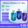 Wireless Carplay&Android Auto Box 2in1 Wired To Wireless Dongle Automatic Connect Adapter Bluetooth 5.0 Plug&Play Mini AI Box