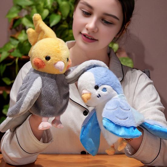 Parrot Hand Puppet Plush Toy Soft Stuffed Bird for Baby Early Education Kindergarten Cute Ventriloquist Doll for Storytelling Interactive Gift for
