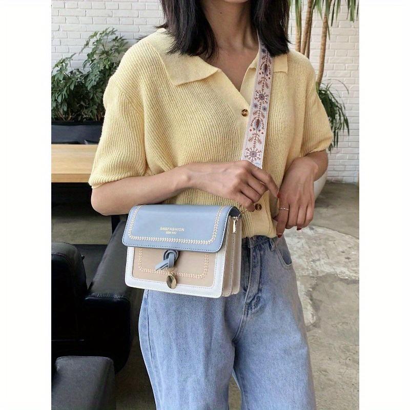 Fashionable Bag For Women, Versatile New Crossbody Bag, Casual, Color Block, Small Square Bag, Wide Strap, For Party Date School Outdoor Gift Fashion