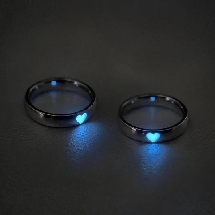 2x Luminous Joint Ring Teen Girl Women Fluorescent Dainty-Blue Love-Heart Rings