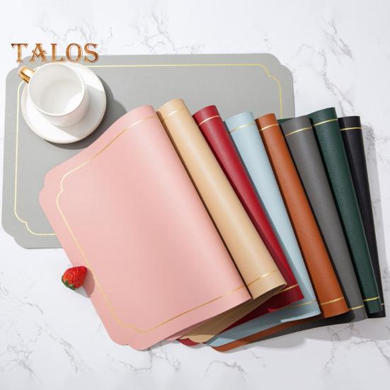 Rectangle Faux Leather Placemat Modern Waterproof Heat-Resistant Non-slip Heat Insulation Dishwasher Safe Dining Table Protection Decoration