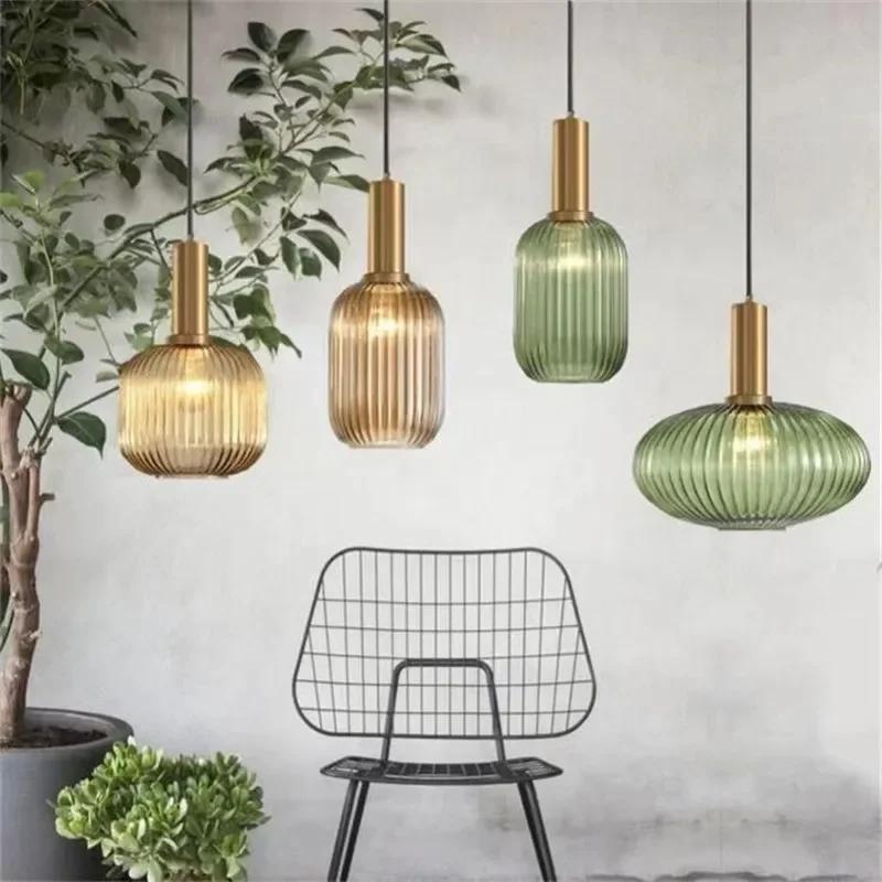 Nordic Restaurant Colorfull Glass Pendant Lights Creative Living Room Lamp Simple Bedside Lamp LED E27 Hanging Loft Lighting