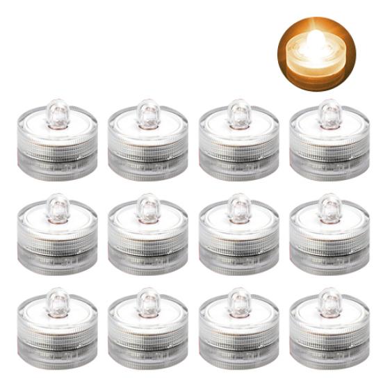 12 Stück Tauchfähige Wasserdichte Hochzeits-Teelichtlampe Batteriebetriebene LED-Lichter