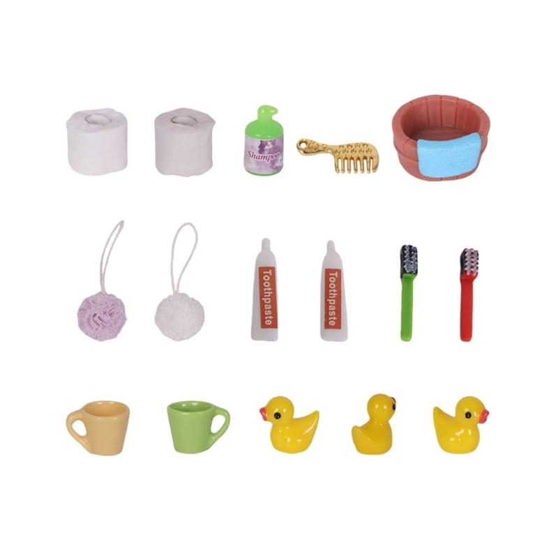 

Doll House Bathroom Set Shower Scene Accessories 1/12 Scale Miniature Funiture Craft Project Arrangement Decoration