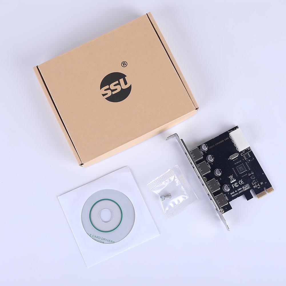 USB3.0 Riser PCIE Expansion Card 4 Ports PCI Express High-speed Computer Adapter