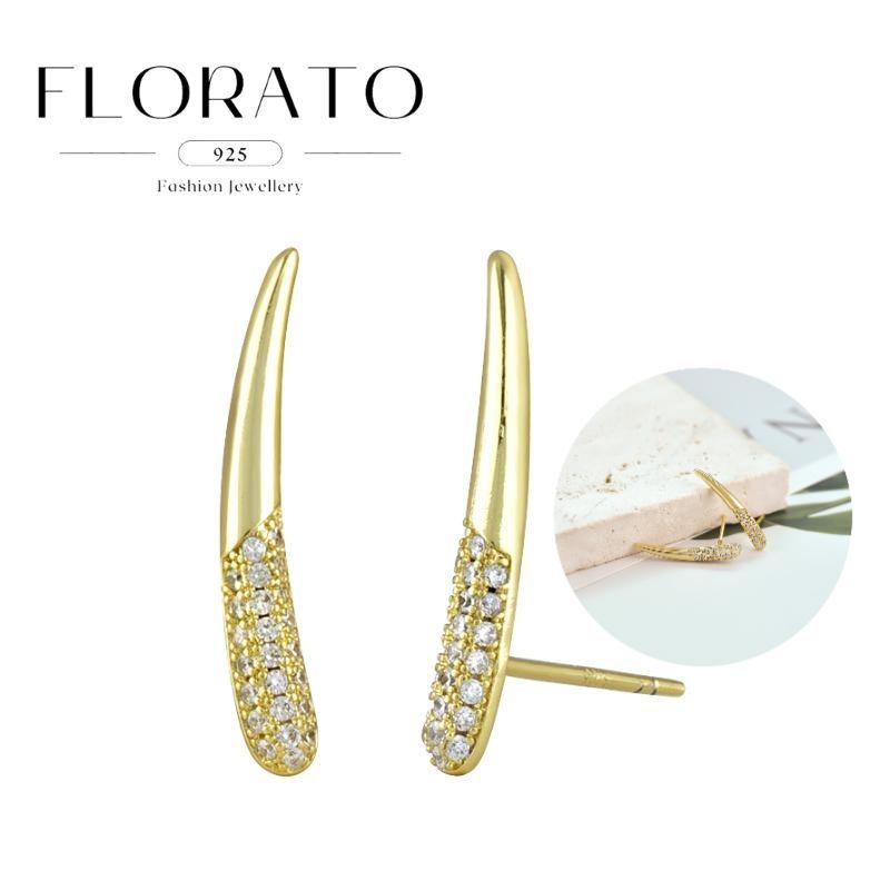 925 Silver Needle Rivet Micropaved Zircon Pendant Hoop Earrings For Women Punk Vintage Earrings Fashion Party Jewelry Gifts
