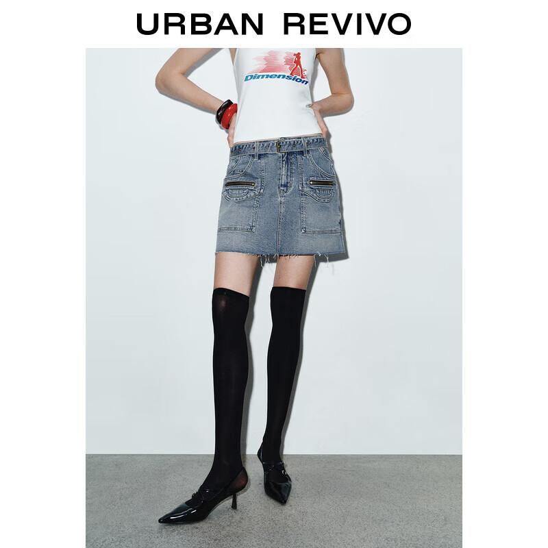 UR Women s Multi-Pocket Belted Denim Mini Skirt S