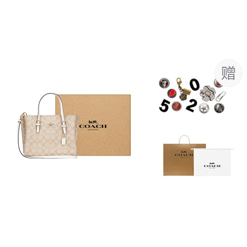 Coach Mollie Classic Monogram Zip Closure Tote Bag Women tote bags Khaki White C4250-IMDQC