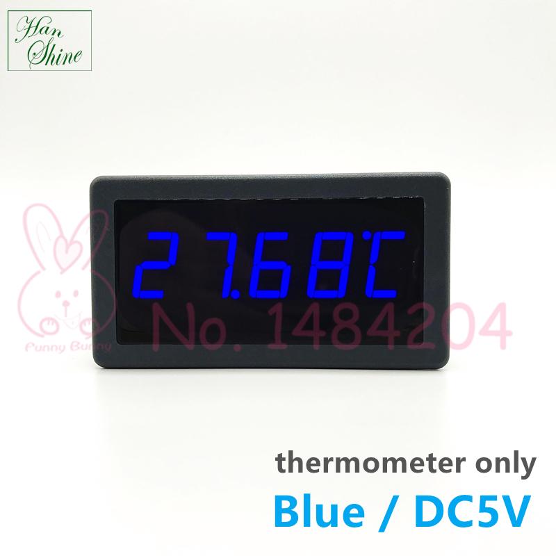 Digital Thermometer DC12V 24V / 5V Red Blue LED Temperature Display Indicator 5135T, Optional: Pt100 RTD Sensor Class A 4 Wire