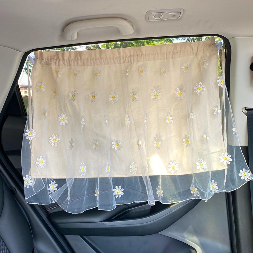 

Защита от УФ лучей Боковая шторка от солнца Кружевной цветочный стиль Раздвижная шторка Автомобильная шторка Чехол для автомобиля для ребенка B