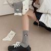 Boneless Cute Cartoon Puppy Socks Girls Medium Tube Socks Wind Gray Trendy Socks Sweat-Absorbing And Breathable Spring And Autumn Thin
