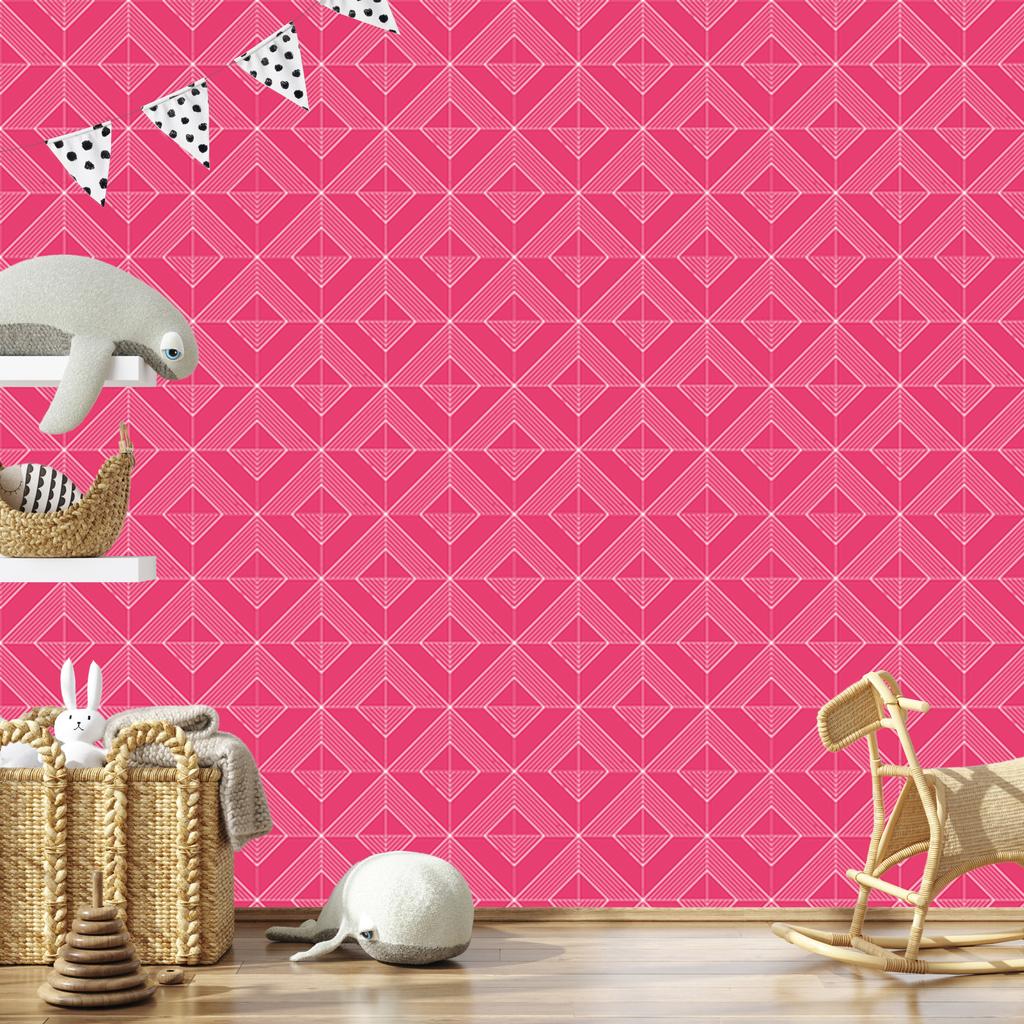 Geometric pink and powder pink rhombus wallpaper 50x1000