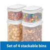 Kunststoff-Aufbewahrungsbehälter Set mit 4 Stück mit Klappdeckeln Stapelbar Lebensmittelecht BPA-frei Backen Kochen Snacks Tierfutter Basteln