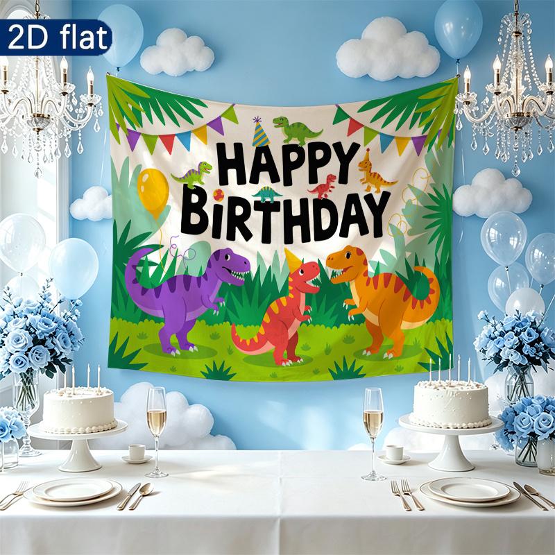 Birthday Roses Balloons Gifts Celebration Banner, Polyester Backdrop for Home Decor & Party Supplies