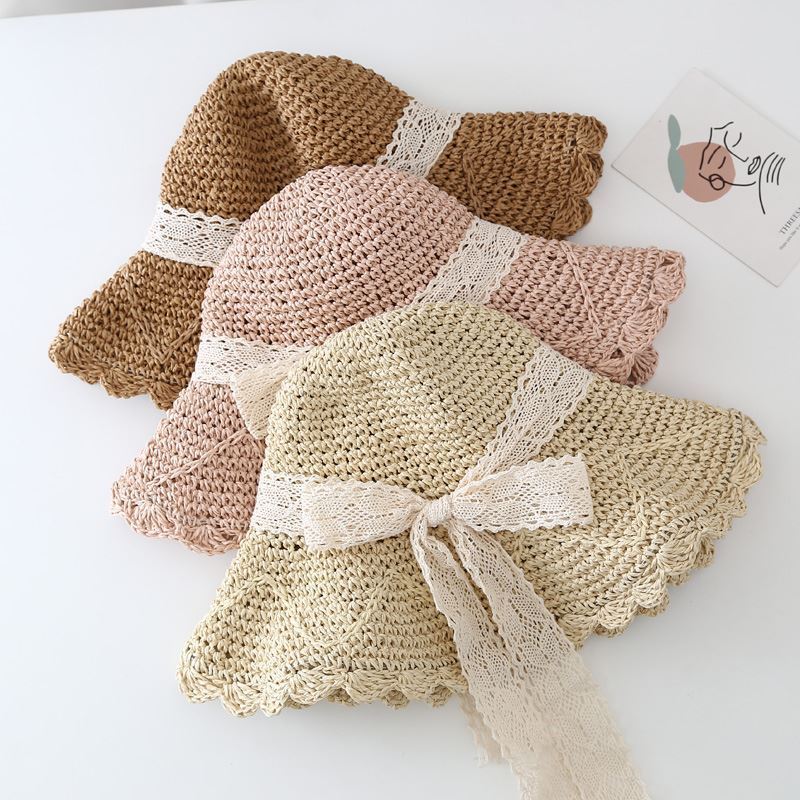 Seaside Beach Hat Women's Summer Temperament Versatile Fashion Sun Hat Sun Protection UV Protection Bow Straw Hat